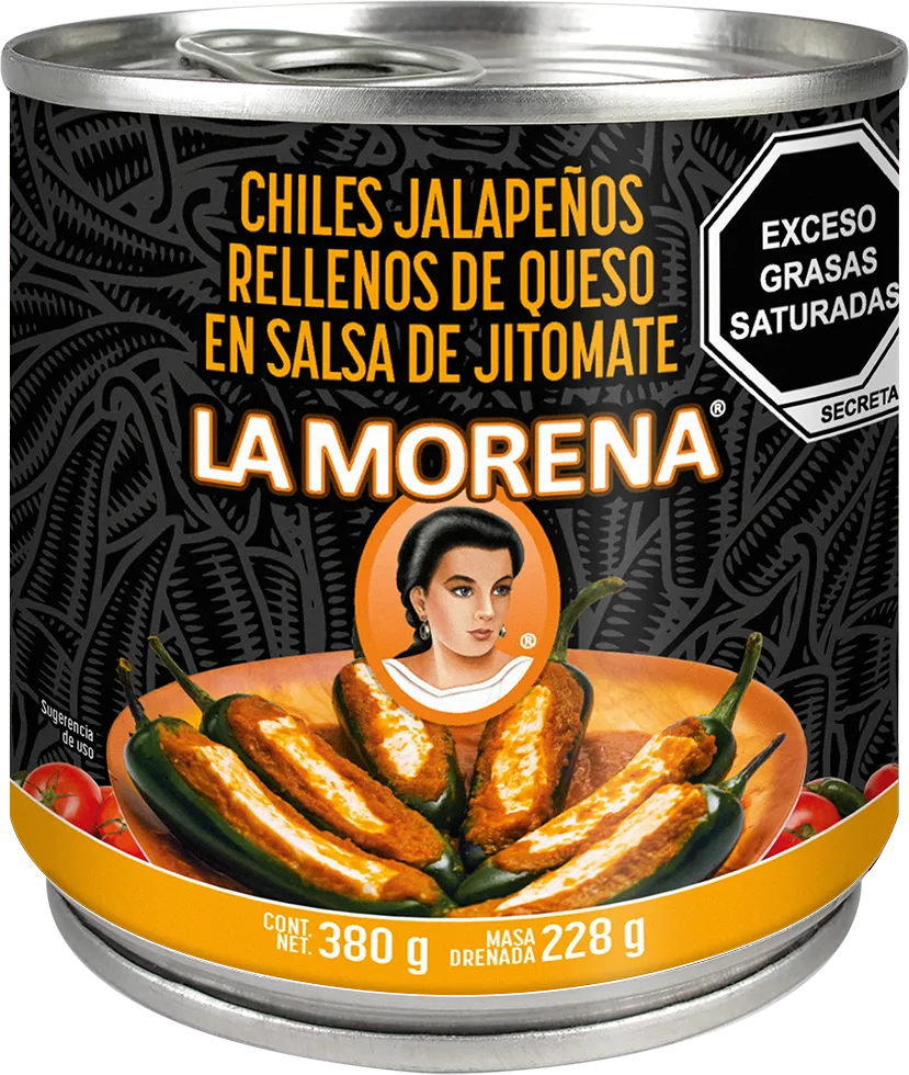 Chiles jalapeños rellenos <span>de queso en salsa de jitomate</span> 380 gr.