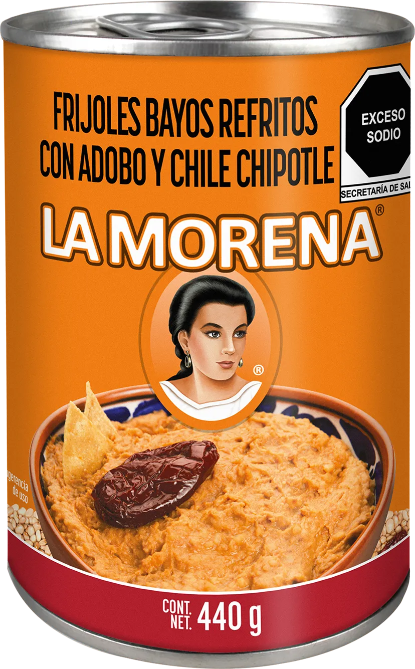 Frijoles bayos <span>refritos con adobo y chile chipotle</span> 440 gr.